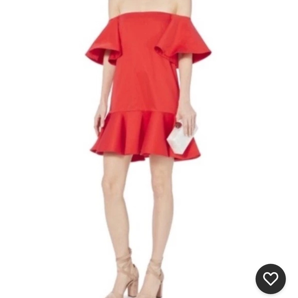 ALEXIS Alaina Red Sateen Mini Ruffled Dress S $575